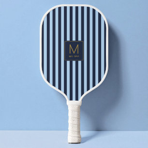 Palas De Pickleball Elegante Monograma Inicial Dorado Moderno con Raya