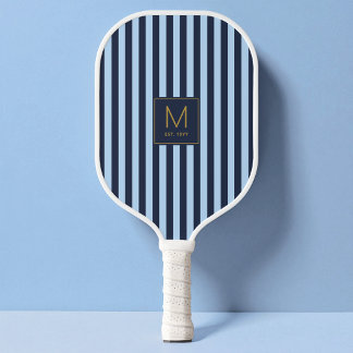 Palas De Pickleball Elegante Monograma Inicial Dorado Moderno con Raya
