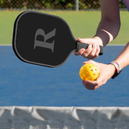 Palas De Pickleball Elegante monograma inicial en negro y gris