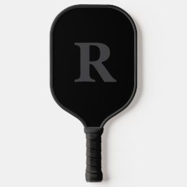 Palas De Pickleball Elegante monograma inicial en negro y gris