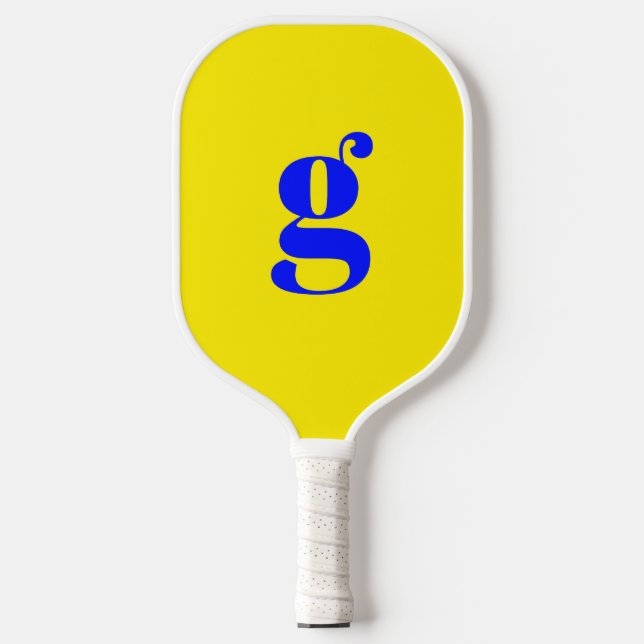 Palas De Pickleball Elegante Monograma Inicial Negrita Amarillo Canari (Anverso)