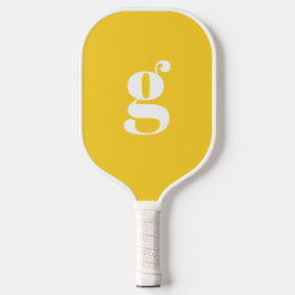 Palas De Pickleball Elegante Monograma Inicial Negrita Amarillo Toscan