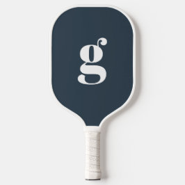 Palas De Pickleball Elegante Monograma Inicial Negrita Azul Oscuro Gri