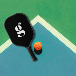 Palas De Pickleball Elegante Monograma Inicial Negro Azabache
