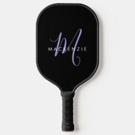 Palas De Pickleball Elegante Monograma Moderno de Letra Inicial en Neg