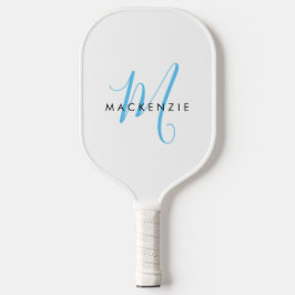 Palas De Pickleball Elegante Monograma Moderno de Letra Script Blanco 