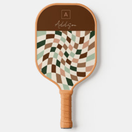 Palas De Pickleball Elegante Monograma Personalizado a Cuadros