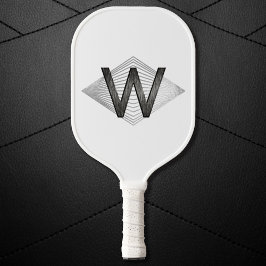 Palas De Pickleball Elegante Monograma personalizado negro plateado