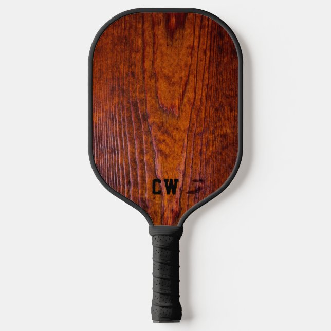 Palas De Pickleball Elegante Monogramado de Madera Rústica (Anverso)