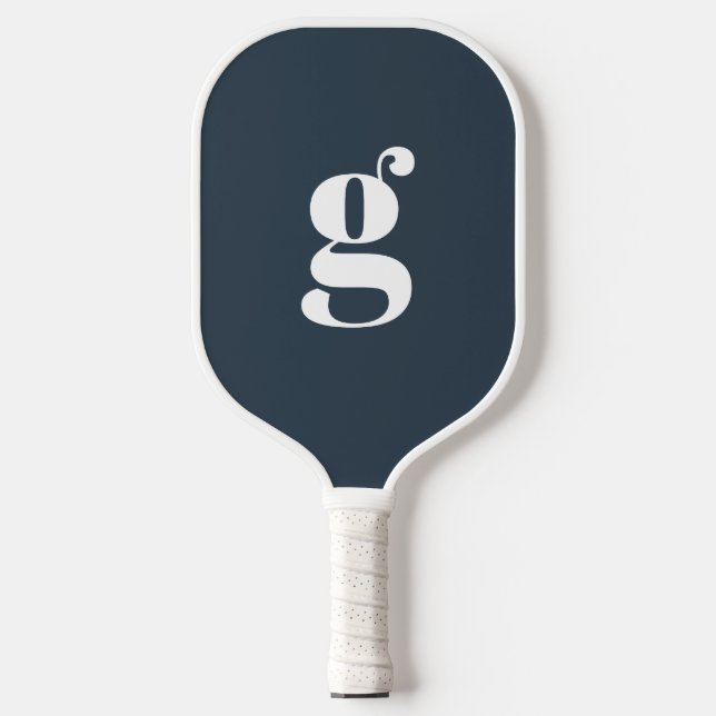 Palas De Pickleball Elegante negrita monogramada inicial gris azul osc (Anverso)