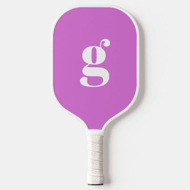 Palas De Pickleball Elegante negrita monogramada inicial orquídea púrp (Anverso)