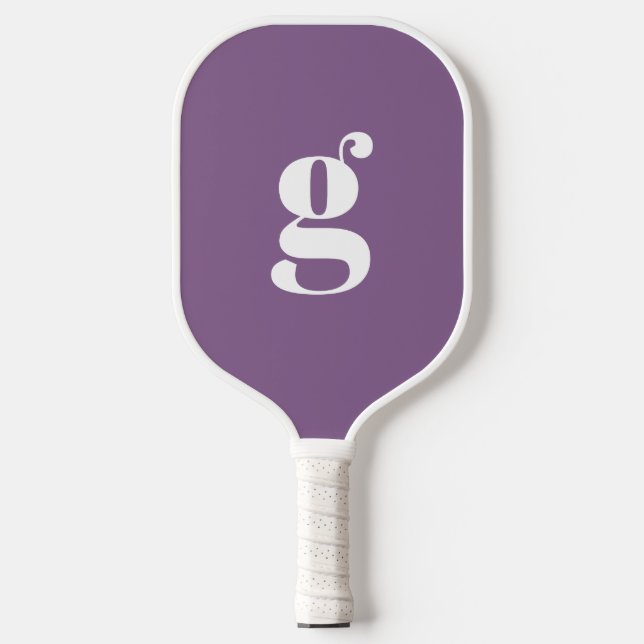 Palas De Pickleball Elegante negrita monogramada inicial polvo morado (Anverso)
