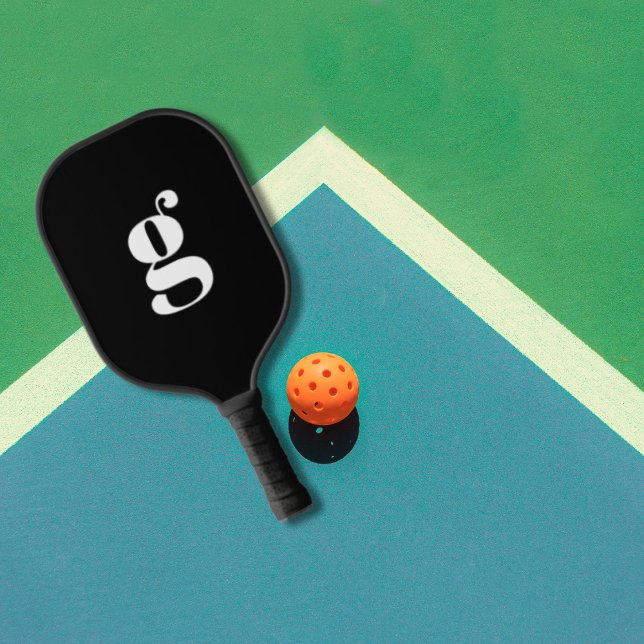 Palas De Pickleball Elegante negrita monogramada Jet inicial negro (Subido por el creador)
