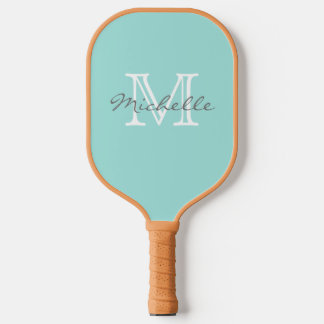 Palas De Pickleball Elegante nombre mínimo y monograma Aqua