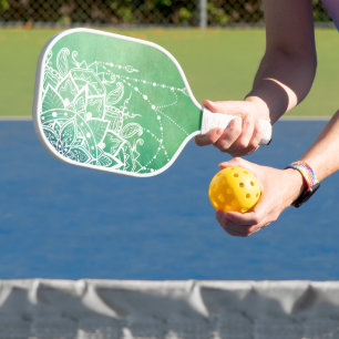 Palas De Pickleball Elegante Ornate Zen Mandala Rosette Tonos verdes