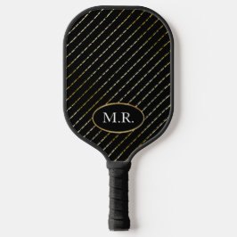 Palas De Pickleball Elegante Oro Geométrico En Negro Personalizado