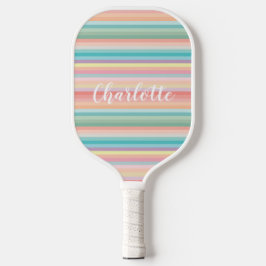 Palas De Pickleball Elegante Pastel de Arcoíris Rayas Personalizado Fe