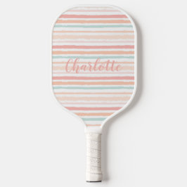 Palas De Pickleball Elegante Pastel Femenino de Rayas Acuarela Persona