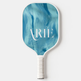 Palas De Pickleball Elegante patrón azul ondulado personalizado