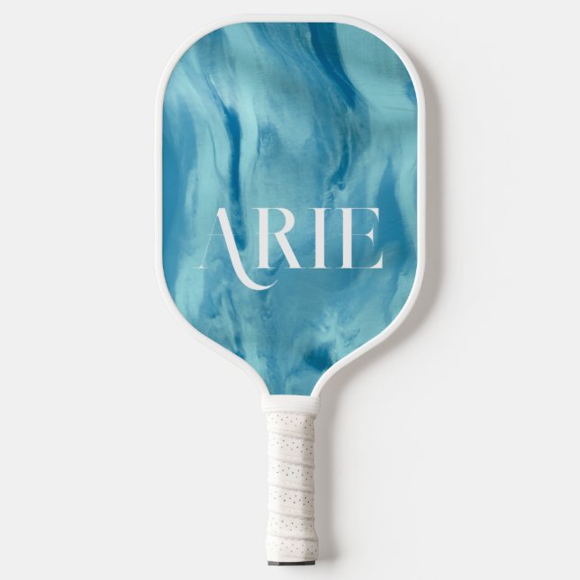 Palas De Pickleball Elegante patrón azul ondulado personalizado (Anverso)