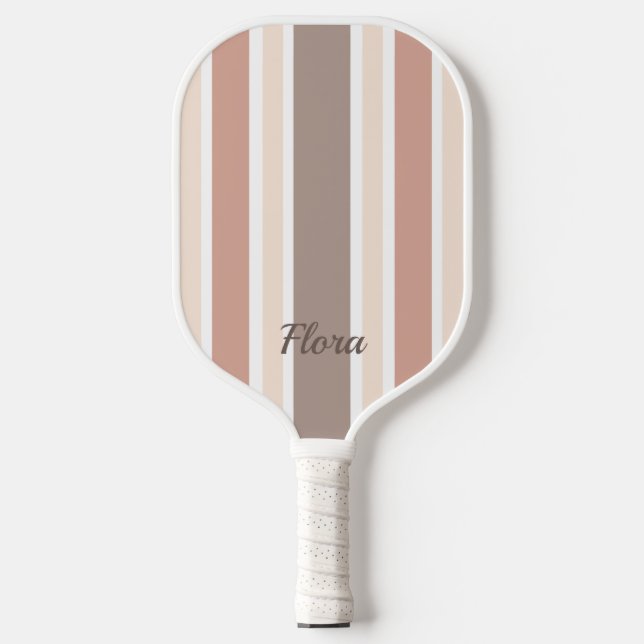 Palas De Pickleball Elegante Peach Striped y Paddle Brown Pickleball (Anverso)