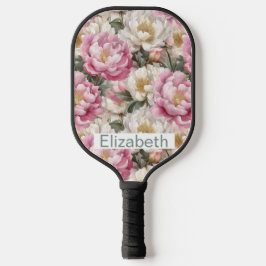 Palas De Pickleball Elegante Peonía Rosa y Blanca Personalizada