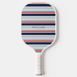 Palas De Pickleball Elegante Personalizado de franjas costeras azul y 