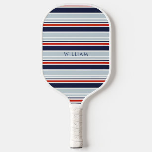 Palas De Pickleball Elegante Personalizado de franjas costeras azul y