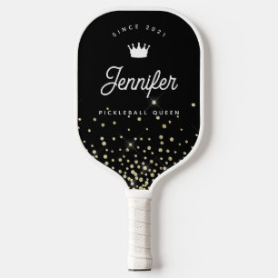Palas De Pickleball Elegante Reina de Pickleball con Brillo Negro y Do