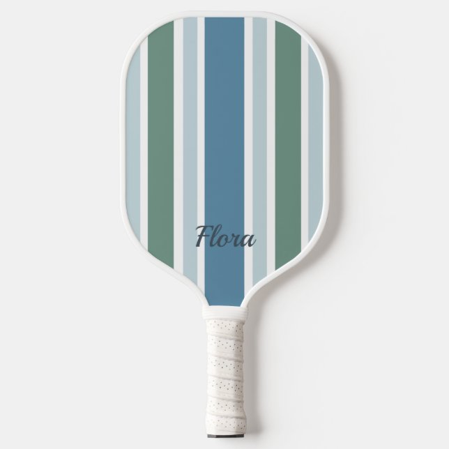 Palas De Pickleball Elegante remo rayado azul y verde (Anverso)
