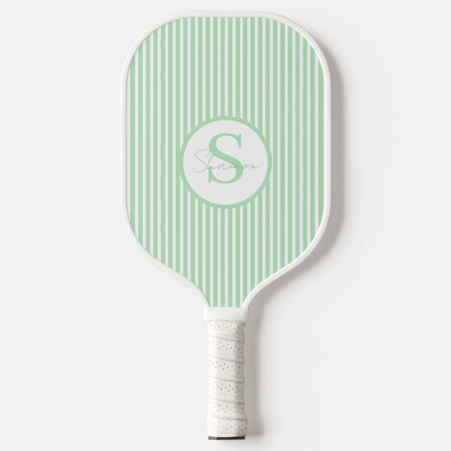 Palas De Pickleball Elegante remo Rubor Striped Monogram Pickleball (Anverso)