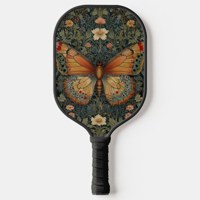 Palas De Pickleball Elegante retro boho mariposa vegetación botánica (Anverso)