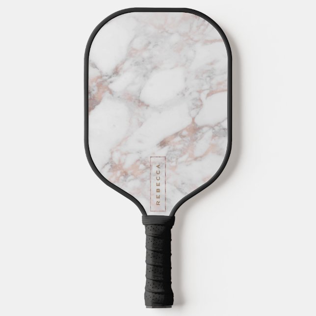Palas De Pickleball Elegante Rosa de lujo Faux Marble (Anverso)