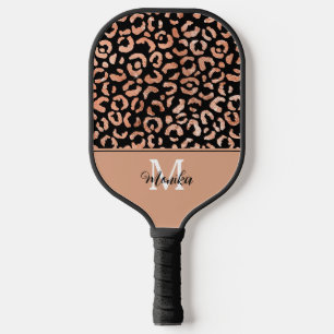 Palas De Pickleball Elegante Rosa Gold Glam Leopard Personalizado