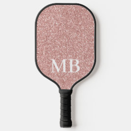 Palas De Pickleball Elegante Rosa Purpurina rosado dorado 2 Monograma