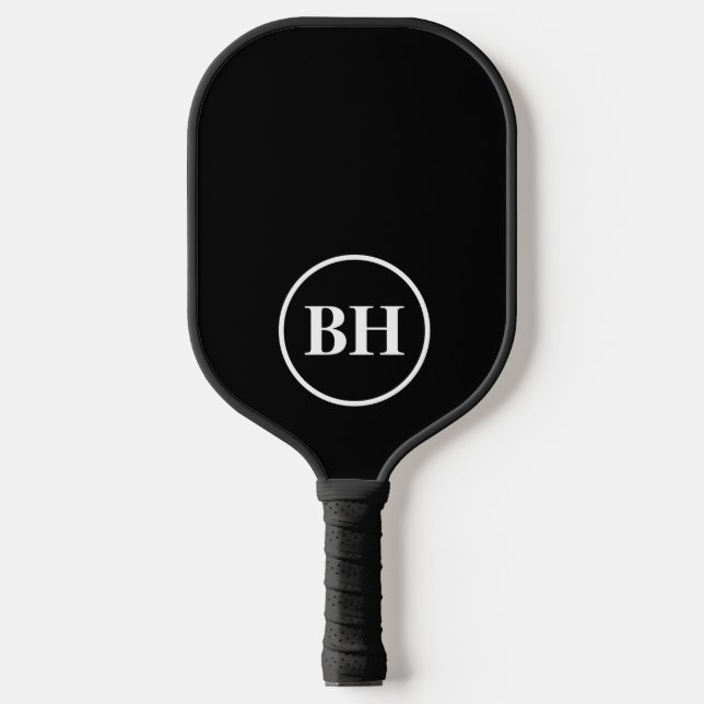 Palas De Pickleball Elegante simple Personalizado de Monograma Blanco  (Anverso)