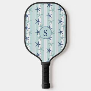 Palas De Pickleball Elegante Starfish Blue Coastal Monogramado Inicial