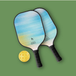 Palas De Pickleball Elegantemente Simple Monograma Blue Glass Personal