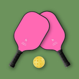Palas De Pickleball Elegantemente simple Monograma caliente rosa perso
