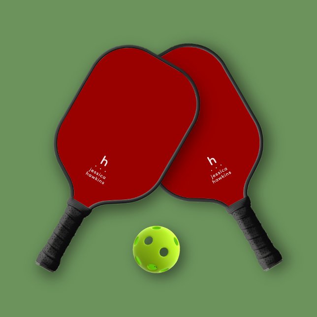 Palas De Pickleball Elegantemente Simple Monograma Crimson Red Persona (Subido por el creador)