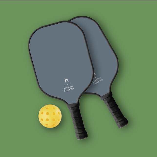 Palas De Pickleball Elegantemente Simple Monograma Dusty Azul Personal (Subido por el creador)