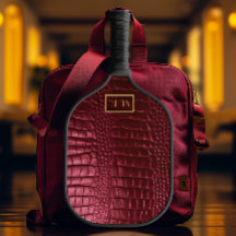 Elite Burgundy Faux Crocodile Monogrammed