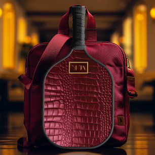 Palas De Pickleball Elite Burgundy Faux Crocodile Monogrammed