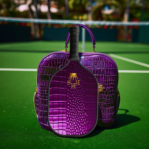 Palas De Pickleball Elite Vivid Purple Faux Crocodile Monogramed