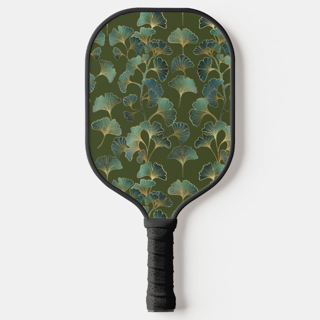 Palas De Pickleball Emerald Ginkgo Elegance – Luxury Gold Botanical 1 (Anverso)