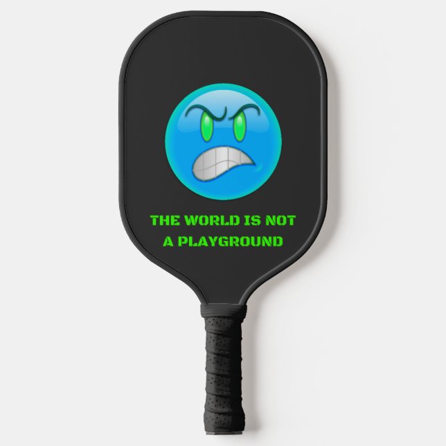 Palas De Pickleball Emoji azul ojos enojados y verdes (Anverso)