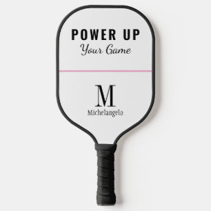 Palas De Pickleball Enciende tu juego   Elegante Monograma Blanco Negr