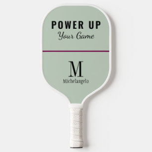 Palas De Pickleball Enciende tu juego   Elegante Monograma Sage Green