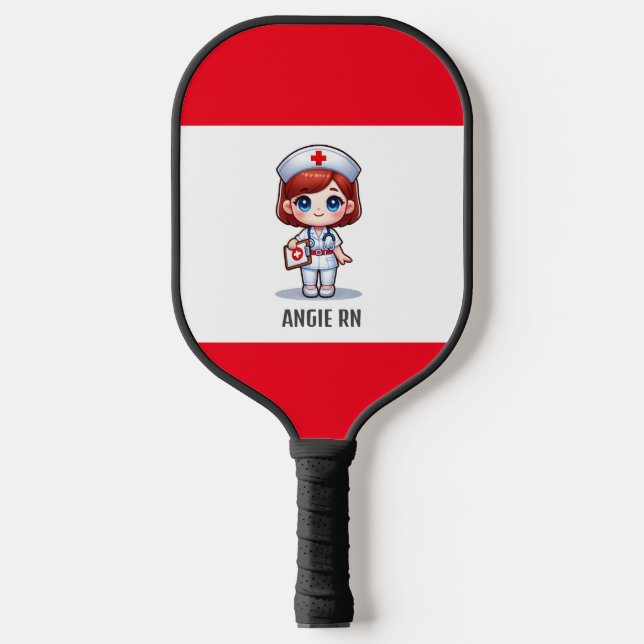 Palas De Pickleball Enfermera de manga con Personalizado de ojos azule (Anverso)