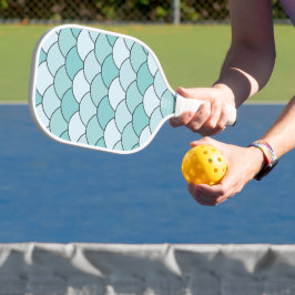 Palas De Pickleball Escamas de dragón, abanicos, olas, Seigaiha, Azul